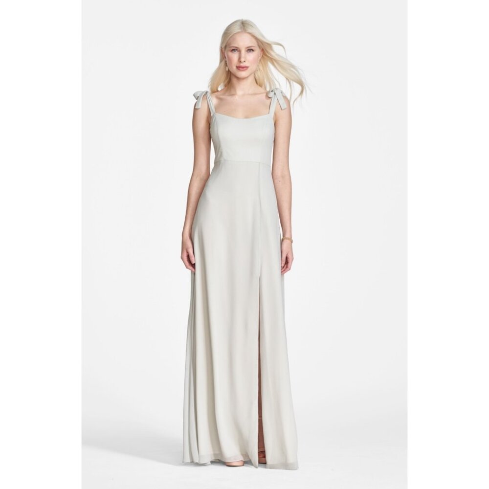 WTOO Milena. Long chiffon dress with tie straps. Sage. Size 12